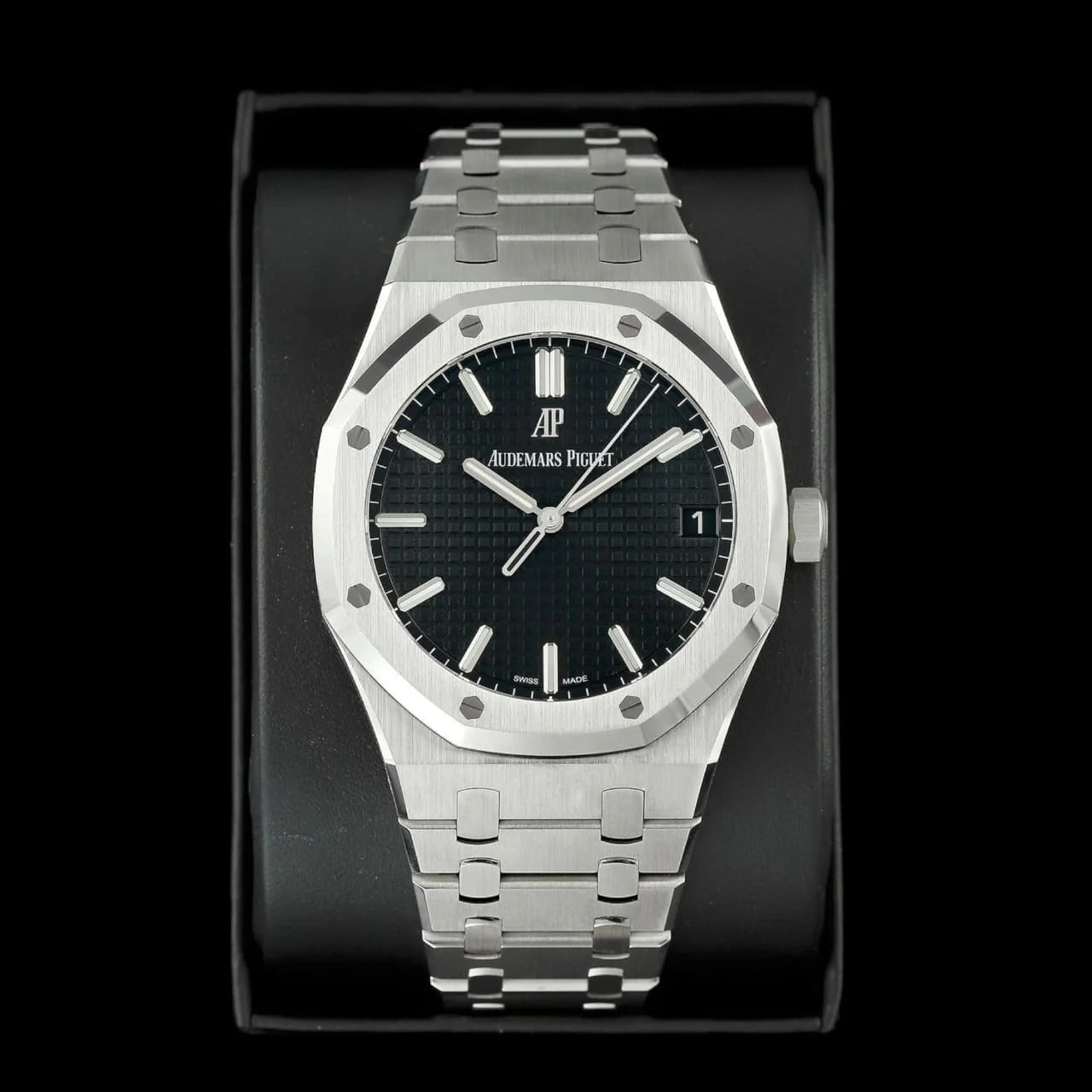 Audemars Inspired Royal Oak Replica – Classic Black Dial Luxury Timepiece