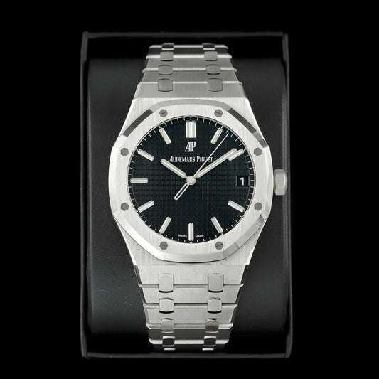 Audemars Inspired Royal Oak Replica – Classic Black Dial Luxury Timepiece